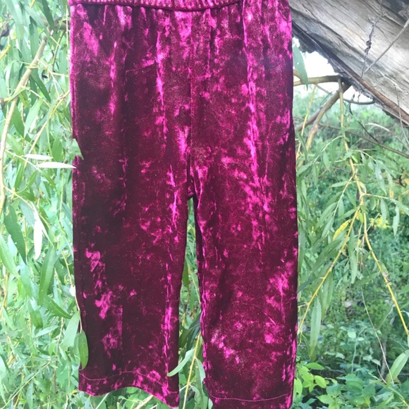 🔸5/20$!!! Crushed Velvet Sparkly Burgundy Pantsuit With Ruffles-EUC - Picture 3 of 9